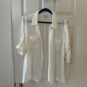 Calvin Klein Women’s White Cotton Gauze Top (L)